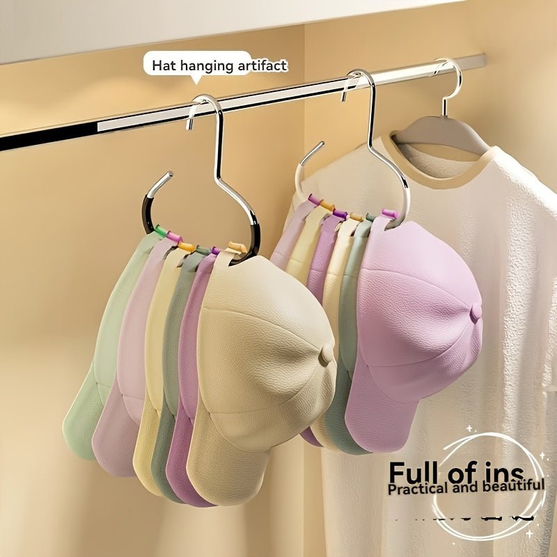 1pc New Hat Hanger, Hat Storage Fantastic 1 One Hanger Can Hang 8 Top Hats, Dormitory Wardrobe Inner Hanging Baseball Cap Sling Home Multifunctional Hanging Hat Display Rack, No Trace, No Hook