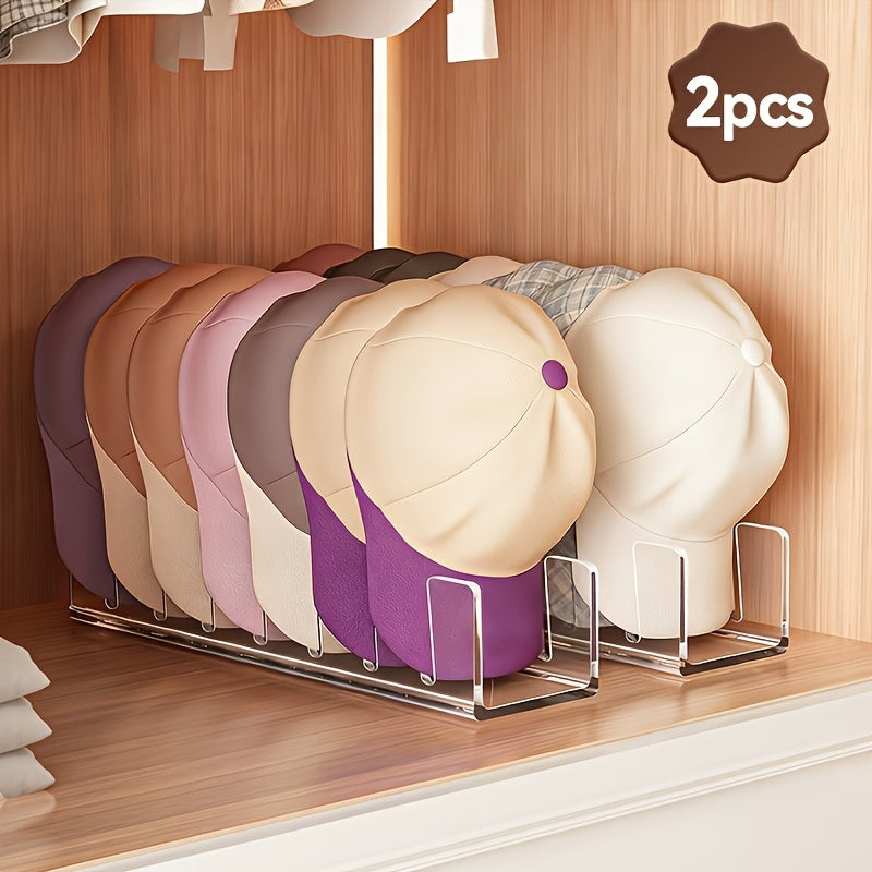 2pcs Hat Storage Rack, Hat Display Stand, Desktop Storage, Bedroom Storage, Acrylic Plastic, Can Store 7 Hats, Transparent