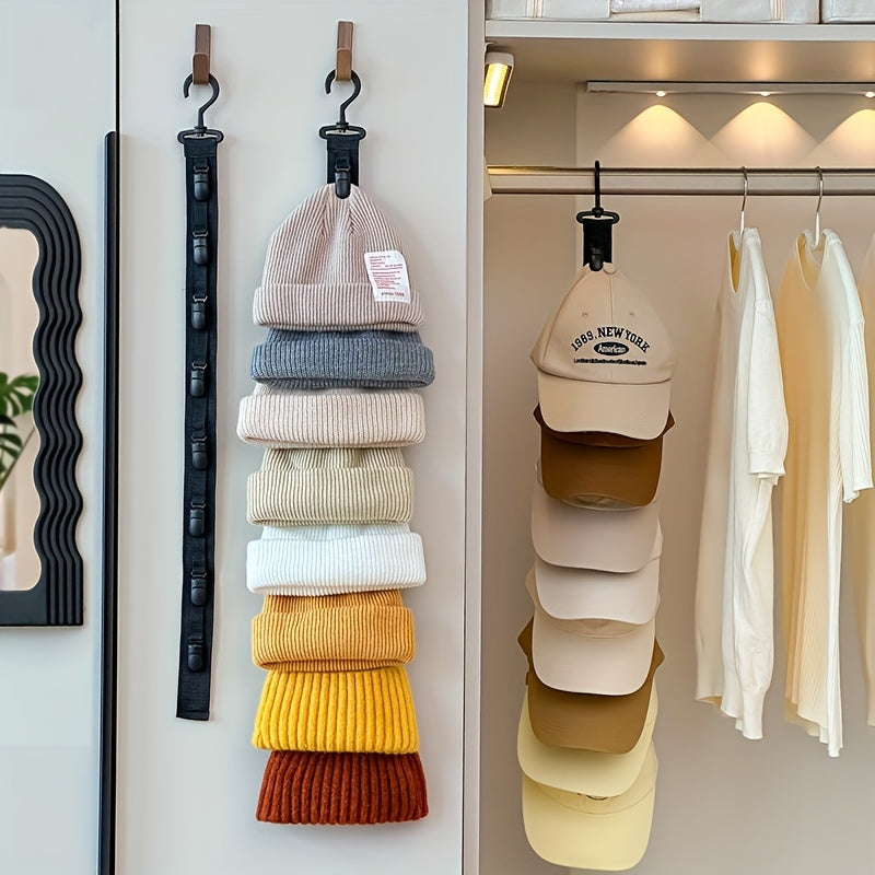 1pc Hat Storage, with 8 Clips, Can Hold 8 Baseball Caps, Available in Gray and Black, Suitable for Home and Closet Hat Storage, Ideal for Home Settings, a Perfect Tool for Hanging Hats in Wardrobes