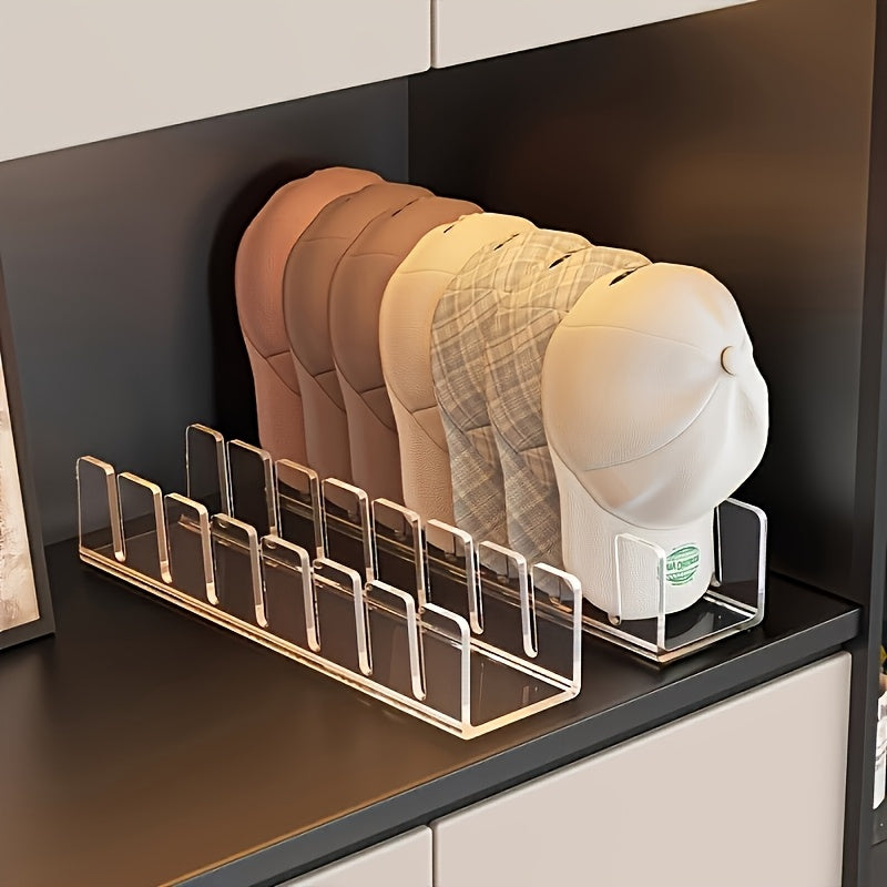 2pcs Hat Storage Rack, Hat Display Stand, Desktop Storage, Bedroom Storage, Acrylic Plastic, Can Store 7 Hats, Transparent