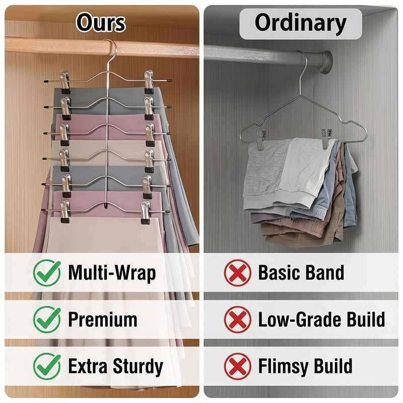 8pcs Multi-Layer Adjustable No-Mark Clips Hanger, Space-Saving Foldable Stainless Steel Clips for Pants, Suitable for Casual Pants, Underwear, Tank Tops, Shorts, Jeans, and Towels