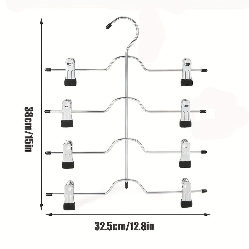 8pcs Multi-Layer Adjustable No-Mark Clips Hanger, Space-Saving Foldable Stainless Steel Clips for Pants, Suitable for Casual Pants, Underwear, Tank Tops, Shorts, Jeans, and Towels