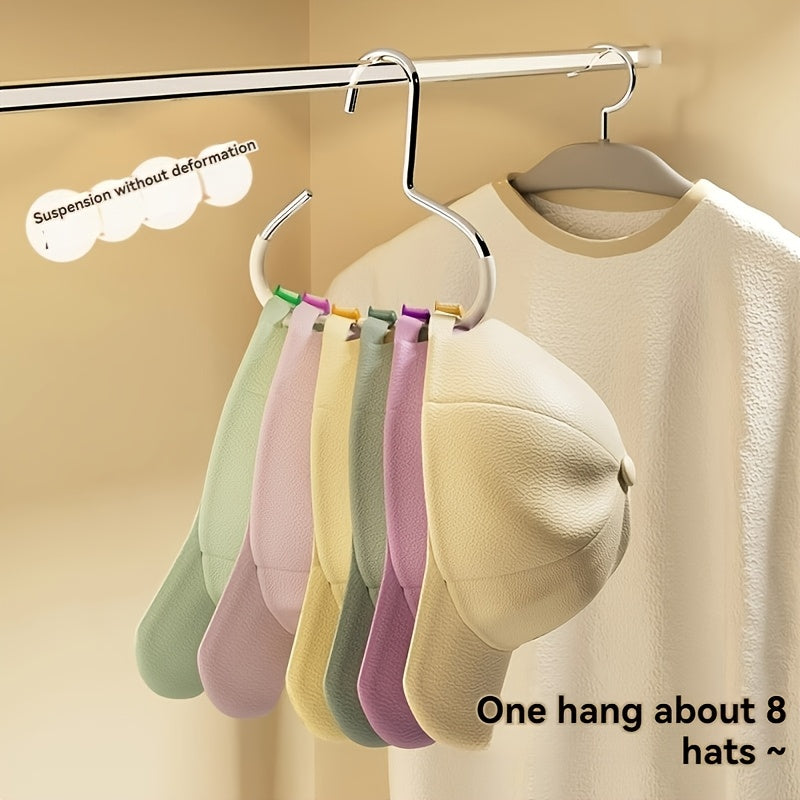 1pc New Hat Hanger, Hat Storage Fantastic 1 One Hanger Can Hang 8 Top Hats, Dormitory Wardrobe Inner Hanging Baseball Cap Sling Home Multifunctional Hanging Hat Display Rack, No Trace, No Hook