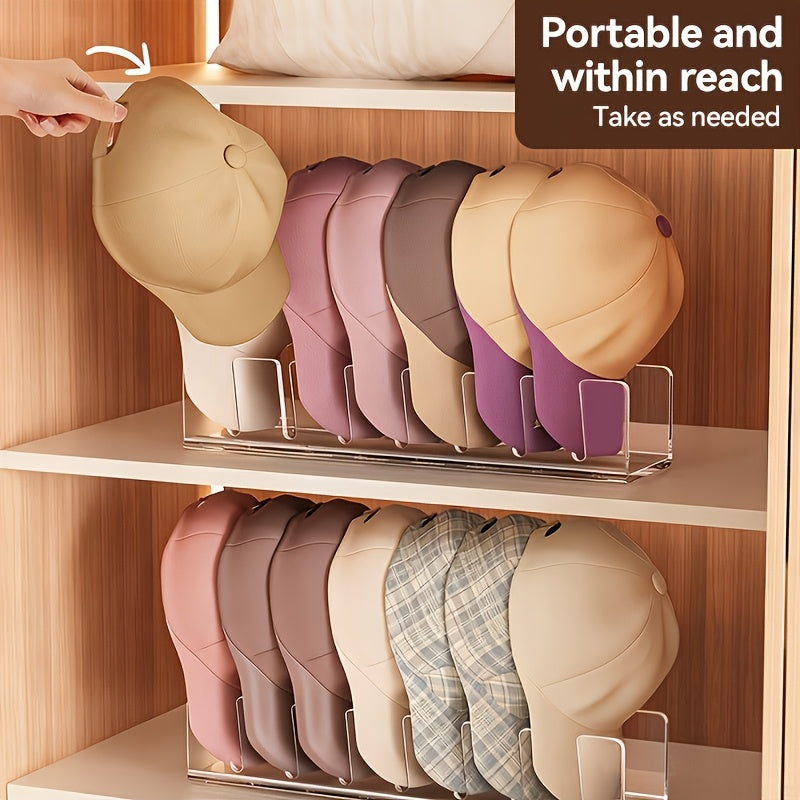 2pcs Hat Storage Rack, Hat Display Stand, Desktop Storage, Bedroom Storage, Acrylic Plastic, Can Store 7 Hats, Transparent